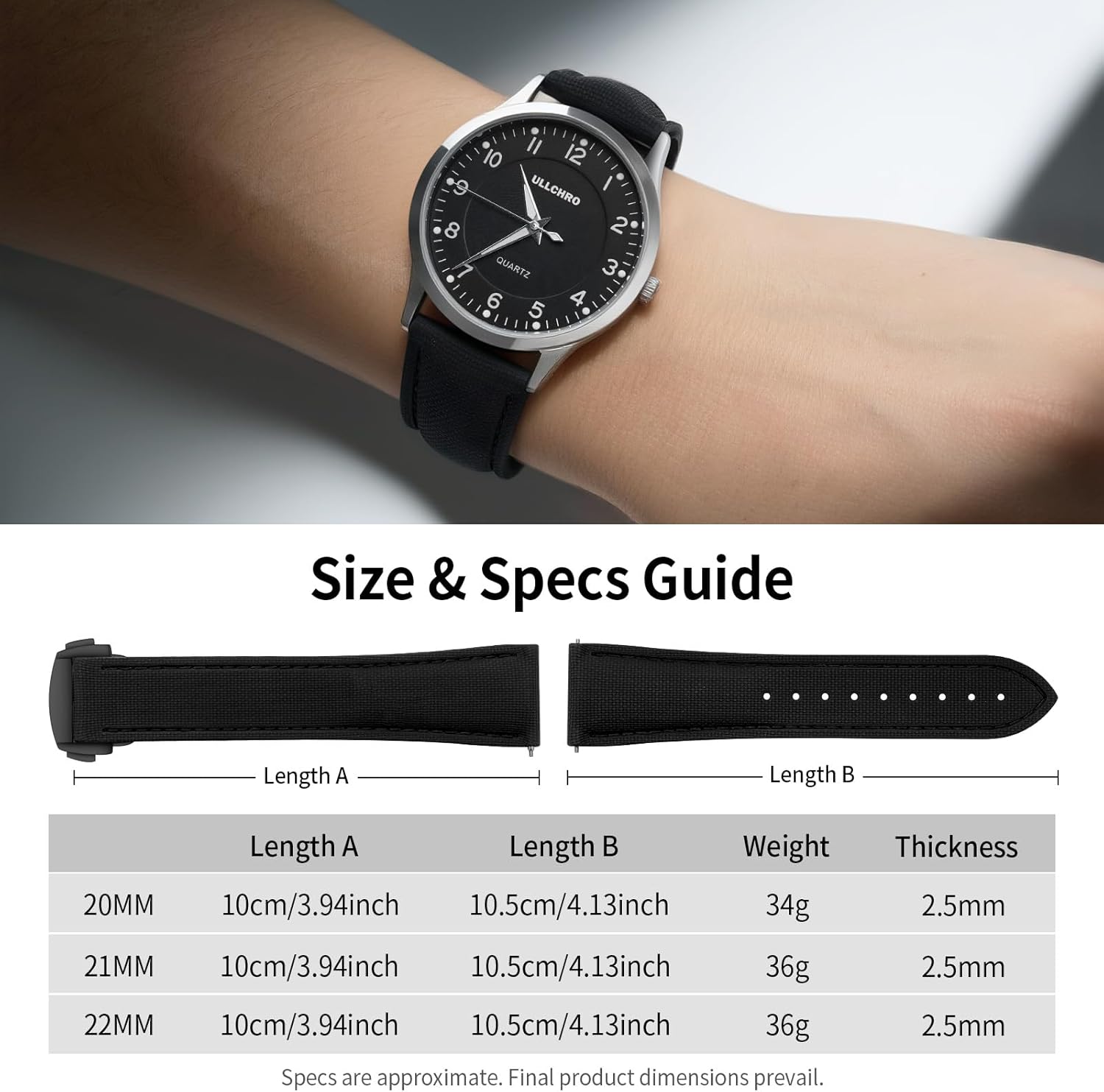 ULLCHRO Watch Strap Watch Band 20mm 22mm Man Waterproof Quick Release Bands Sport Replacement Strap Soft FKM Rubber Watchband - Image 5