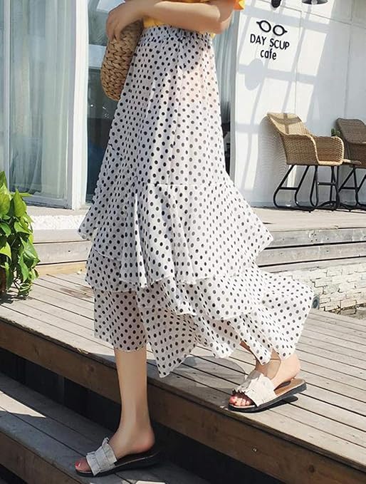 INGEBORG シアー 水玉 リボン柄 シフォン ティアード フリル スカート INGEBORG シアー 水玉 リボン柄 シフォン ティアード フリル