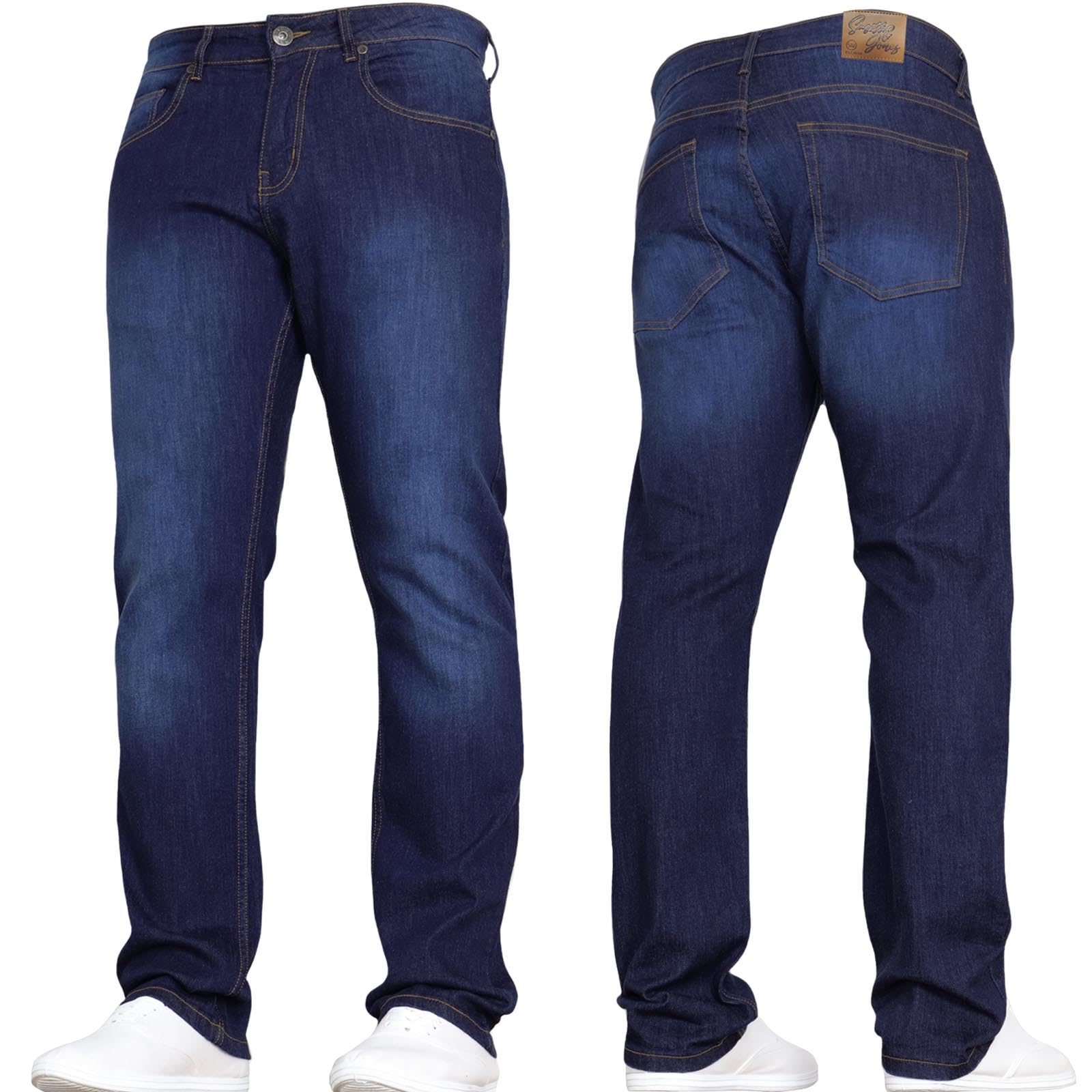 Smith & Jones Men's Dark Wash New Stretch Straight Leg Classic Regular Fit Basic Denim Jeans By Jeanbase 36W X 32L