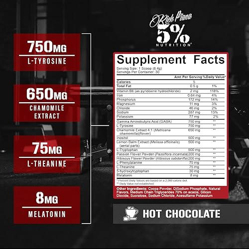Miniatura 3 de 5% Nutrition Rich Piana 2 pilas  2 ayudas para dormir eliminadas  Suplemento de recuperación y apoyo después del entrenamiento  GABA, melatonina,
