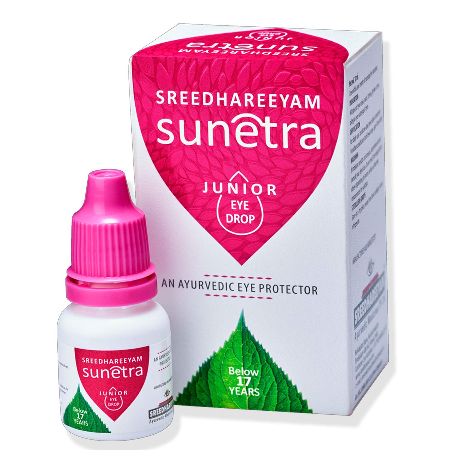 Sreedhareeyam Sunetra Junior Eye Drop - Below 17 Years Old - An Ayurvedic Eye Protector - For Below 17 Years Old - For Dryness of Eye, Allergic & Itching - 10 ml
