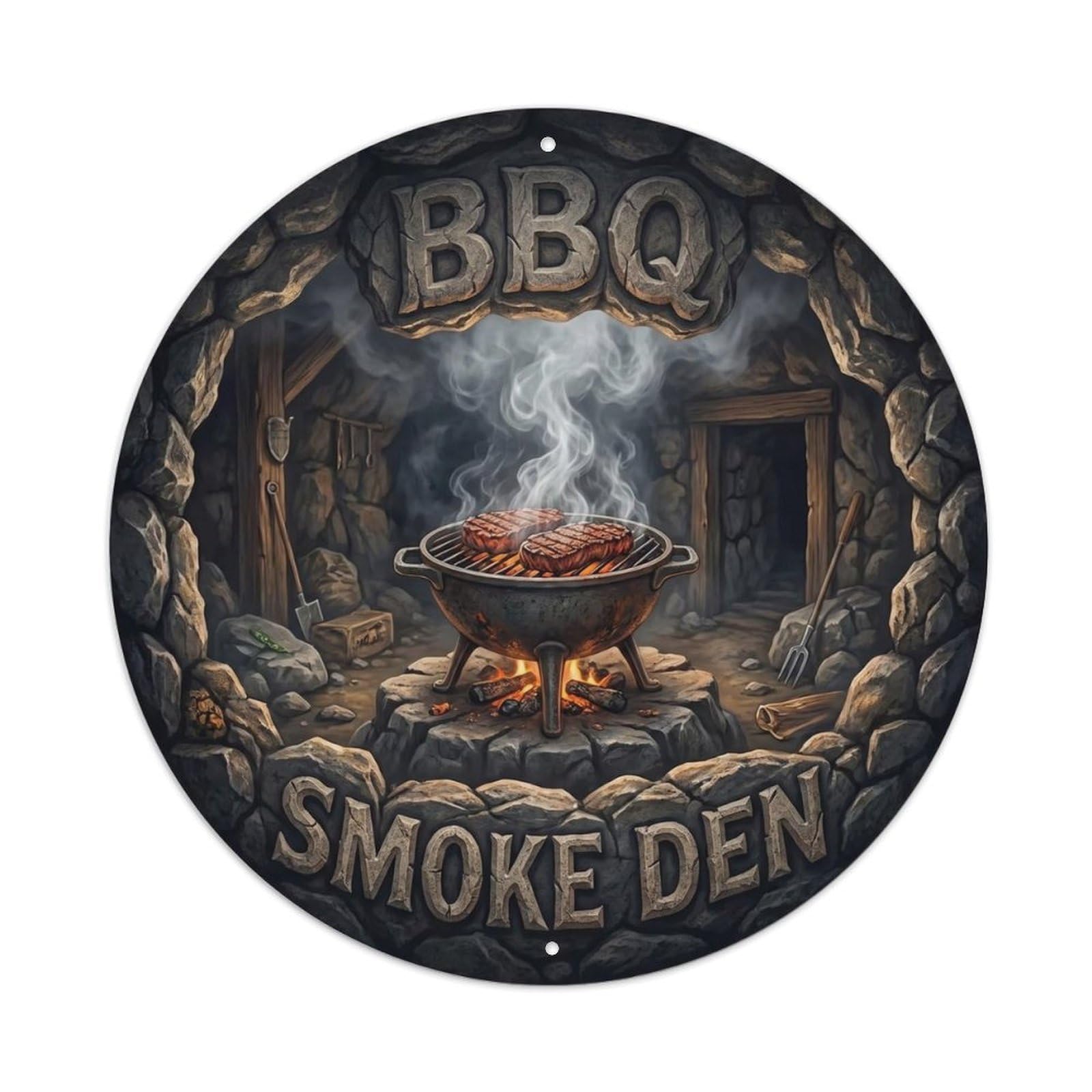 BBQ Smoke Den Metal Tin Sign