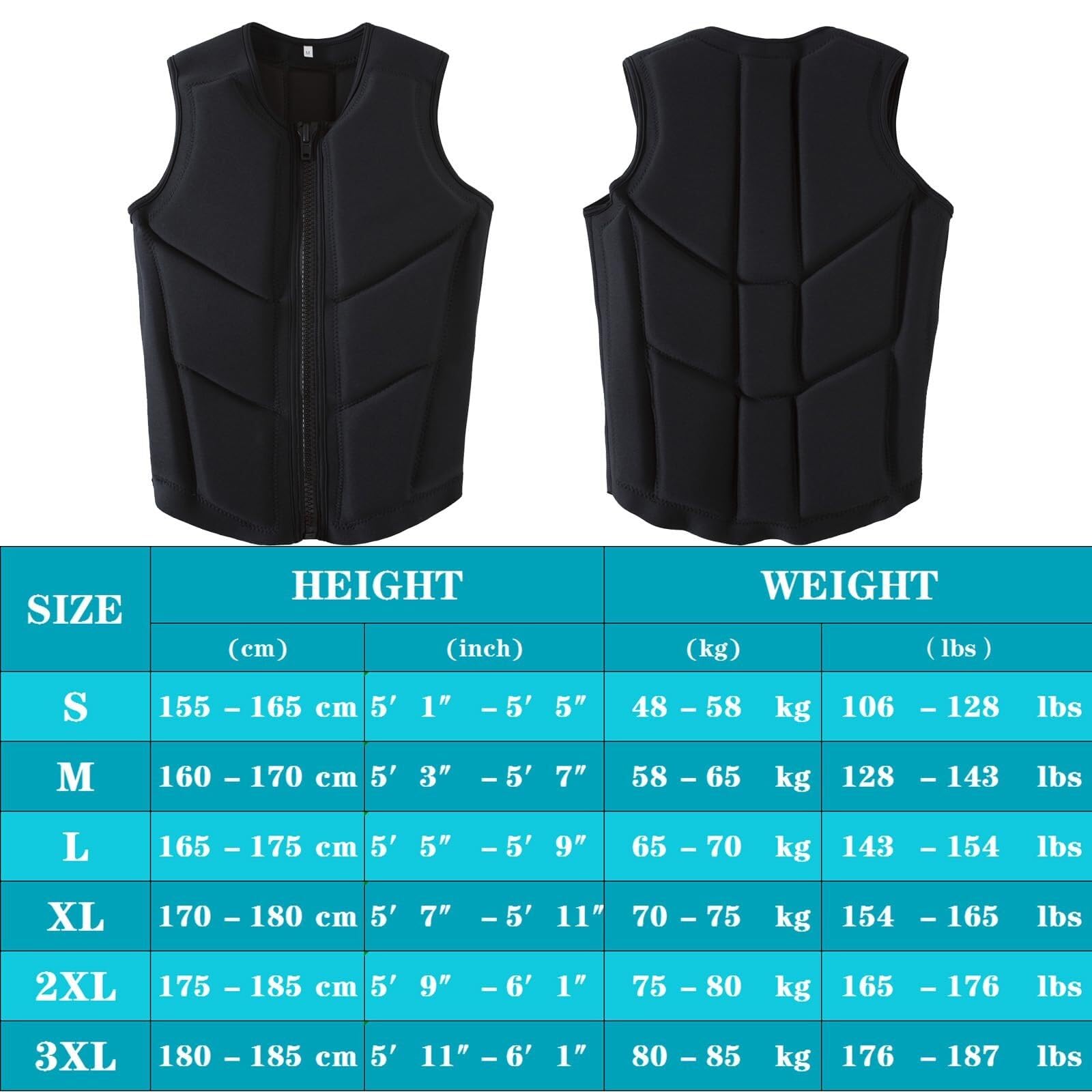 Swim Vest Neoprene Anti-Collision Swim Vest Surfing Buoyancy Protective for Swimming Boating Motorboat Water Sports Kajaking Fishing Rafting Outdoor Safety Gear Equipment