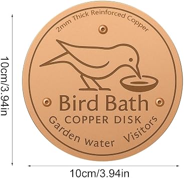 Bird Bath Copper Disk, Copper Bird Bath Purification Cleaning Disk With Triple-Point Support, Natural Solution For Outdoor Birdbaths, Bowl, Ensures Physical Safe Clean Water, All-Season, 3.94 Inches