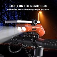 Vista 4 de UPPEL Altavoz Bluetooth para Bicicleta, Soporte Multifuncional para Teléfono de Bicicleta 10 en 1 - Luz LED - Banco de Energía - Bocina de Bicicleta
