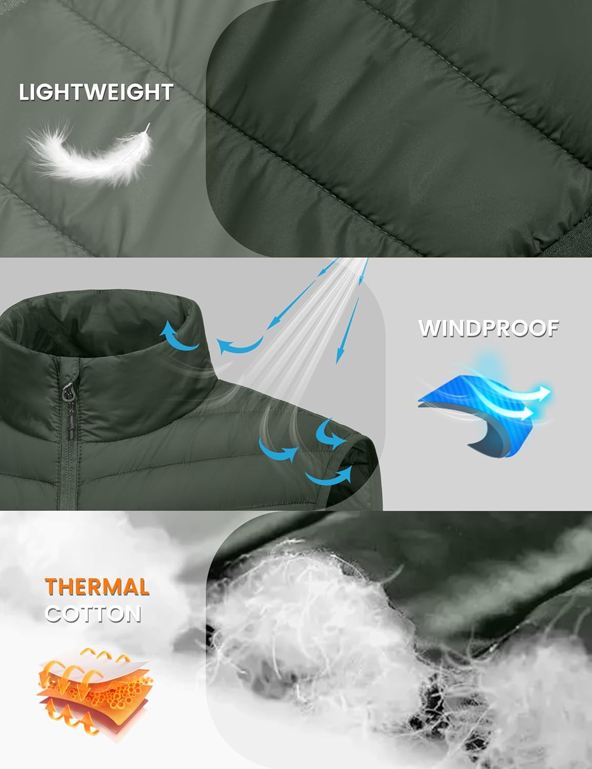 Little Donkey Andy Men's Lightweight Packable Puffer Vest Outerwear Warm Quilted Sleeveless Jacket for Golf Running Casual - Image 5