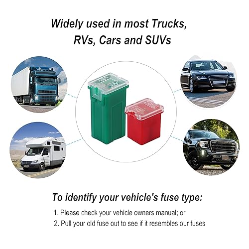 Miniatura 3 de CrocSee Kit surtido de 30 fusibles para automóvil, fusibles automotrices en forma de caja de perfil alto/estándar y bajo para camionetas,