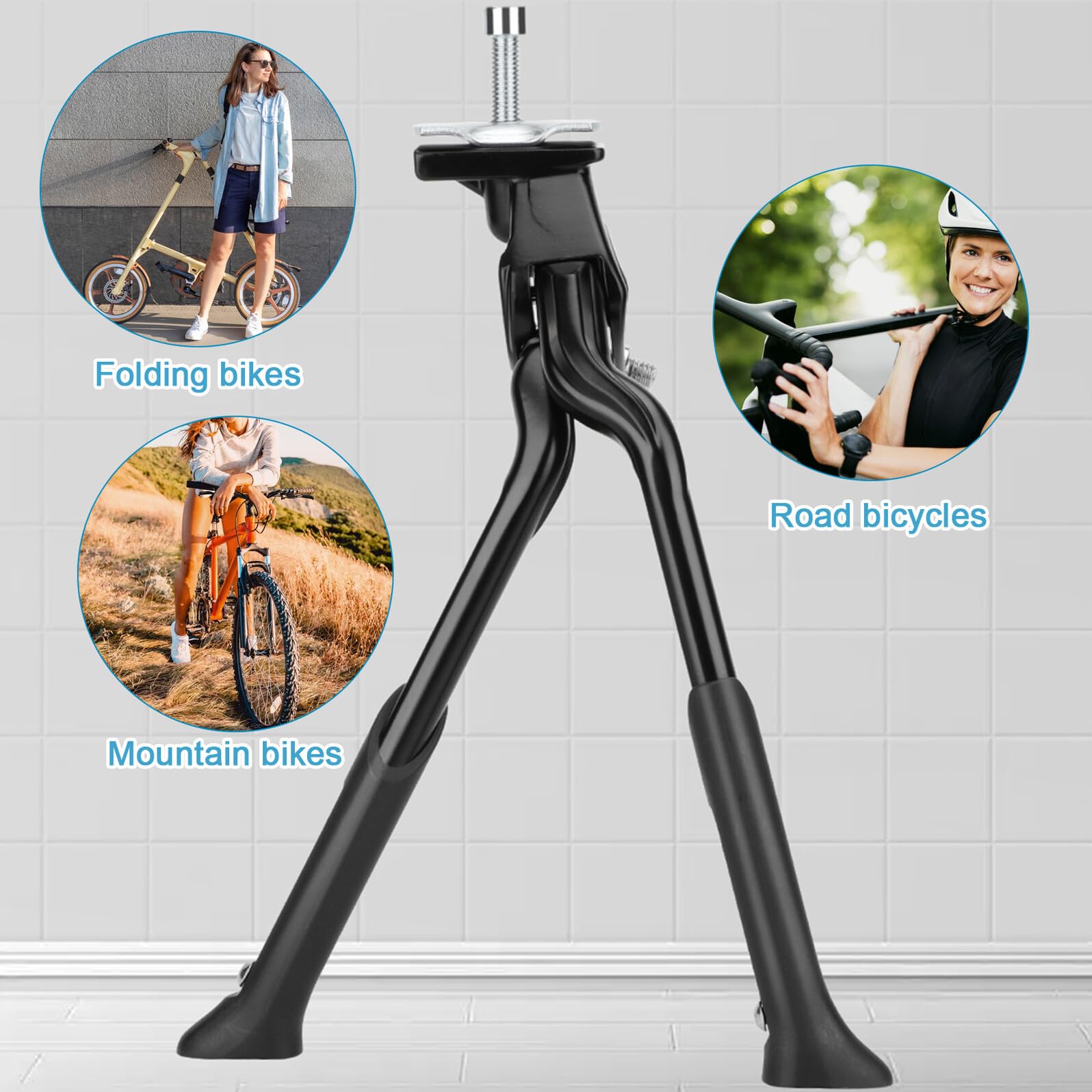 Cavalletto Bici Regolabile in Alluminio Doppio Supporto Pieghevole per Mountain e Bici da Corsa Stand Bike Salvaspazio Adatto Diversi Modelli
