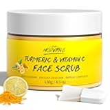 Vitamin C and Turmeric Face Scrub Cream Organics Microdermabrasion Facial Scrub Exfoliating Clears Blackheads Improve Dark Spot Acne with Strawberry Extract Exfoliator 130g/4.5oz