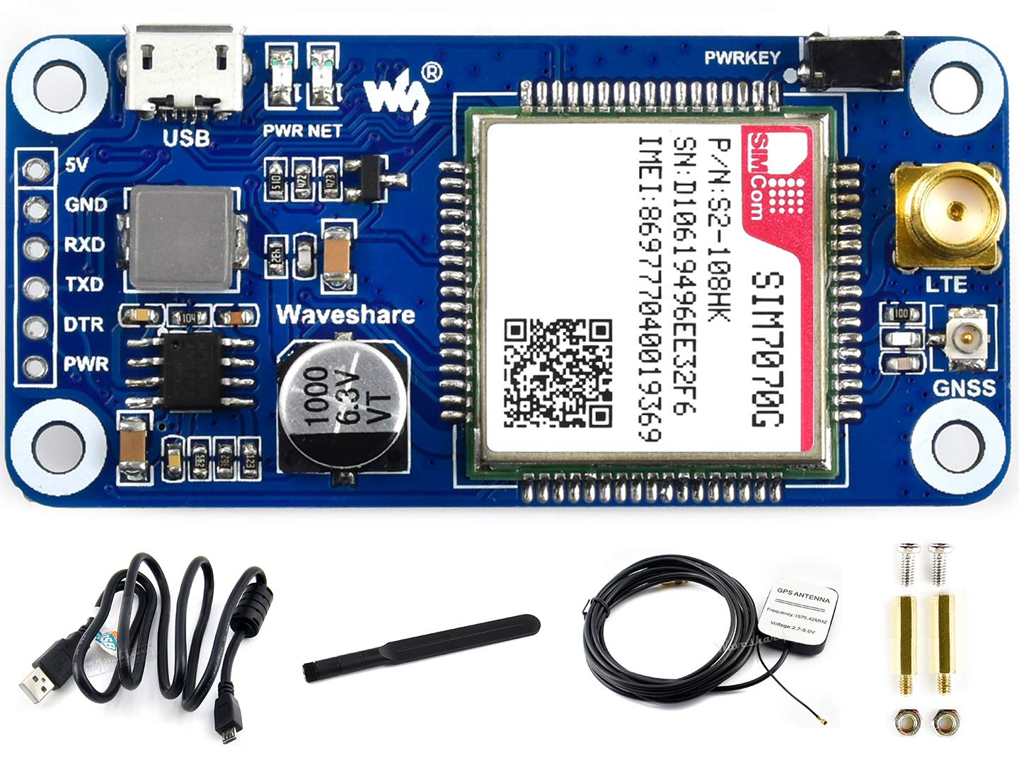 SIM7070G NB-IoT/Cat-M/GPRS/GNSS HAT for Raspberry Pi Series Boards, with GNSS Positioning,Support Global Band