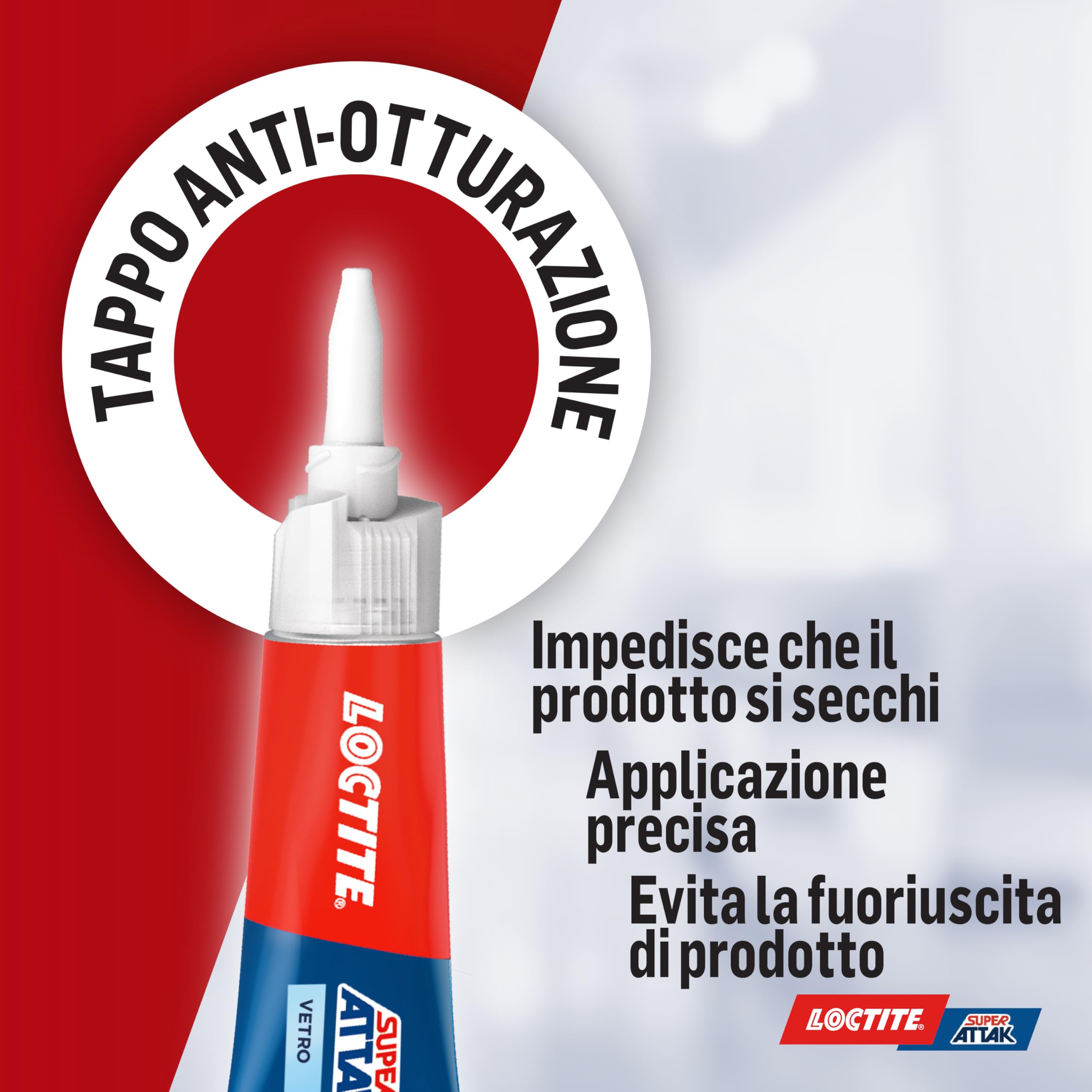 Loctite Super Attak Vetro, Colla per vetro di alta qualità, Adesivo istantaneo per vetro, Colla trasparente facile da usare, durevole e riutilizzabile, 1 x 3g