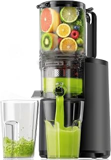 EUHOMY Cold Press Juicer: 5.5" Wide Chute Slow Masticating Machine, 99.6% Juice Yield Whole Fruits/Veggies, Easy Clean BPA-Free Black