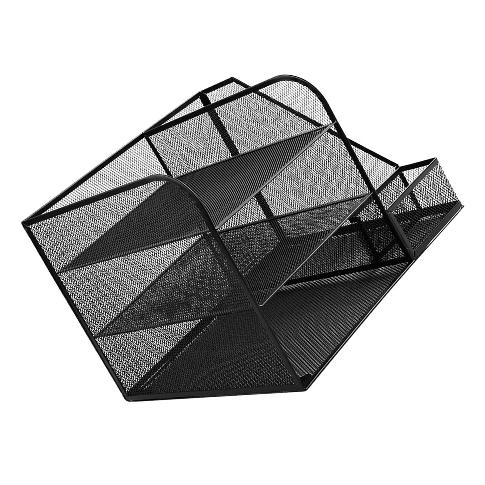 Hsioluted Space Saving Iron Desk Document Storage Stand 3-Tiered File Letter Tray Organisers with Magazine Stand for School Heavy Duty Desktop File Organiser