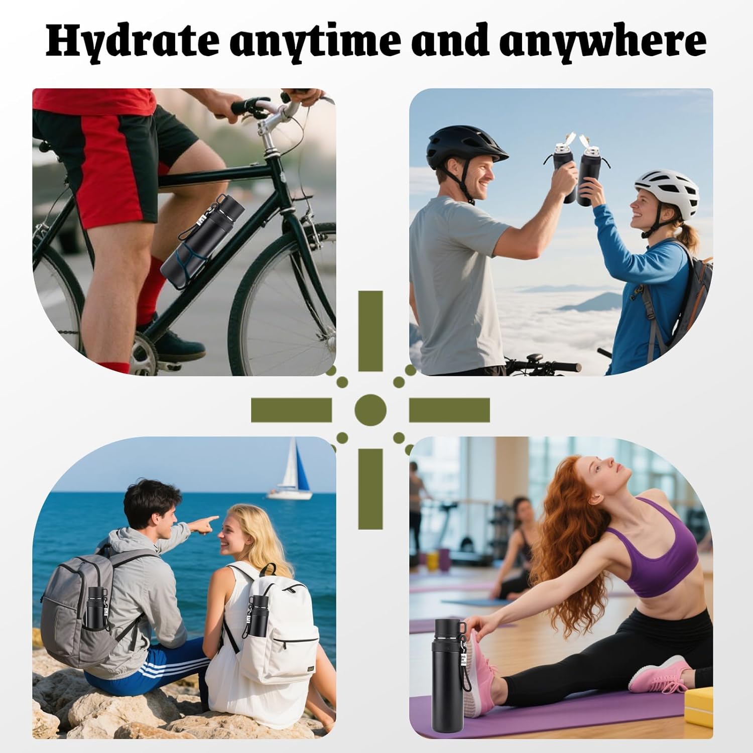 Stainless Steel Insulated Bottle, Vacuum Insulated Water Bottle, Vacuum Insulated Bottle for hot and cold coffee drink water, 24-Hrs Insulation Commute Travel (Black,1000ml) - Image 5