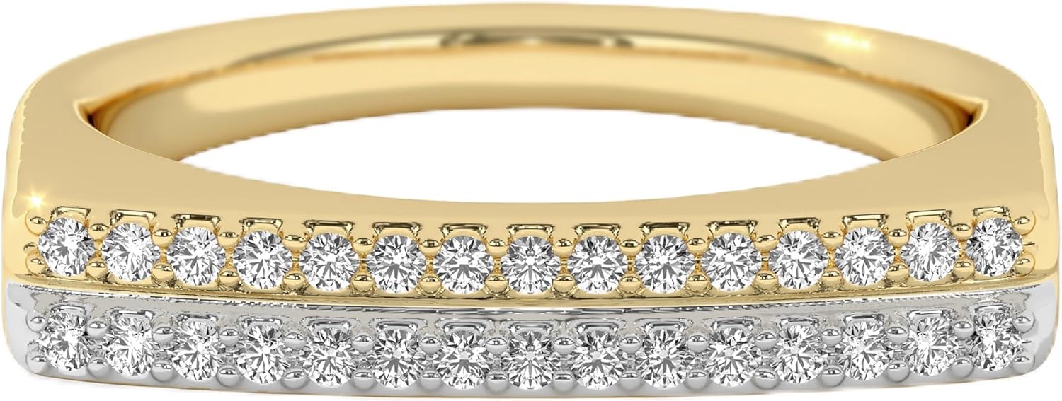 Diamond Rings for Women, Dainty Lab Grown Diamond Ring, Hypoallergenic 925 Sterling Silver Rings with 14K Gold Vermeil (25x Thicker Than Plated Gold Jewelry), Jewelry Gift Box, 5 Years of Warranty