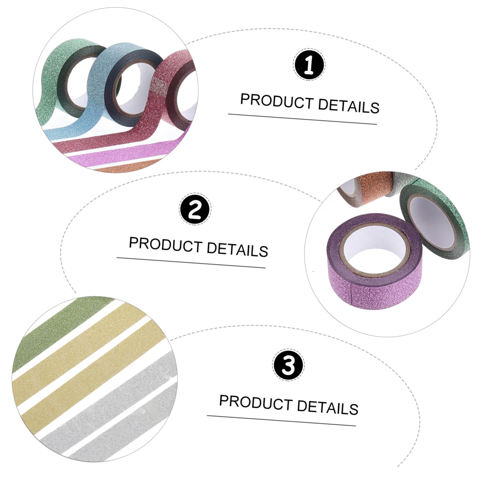 STOBOK 30pezzi Nastro Adesivo Decorativo Wasabi Tape Glitterato Nastro Fai Te Per Scrapbook e Progetti Creativi Facile Da Strappare e Rimuovere Multiuso e Pratico Adesivo Per Superfici