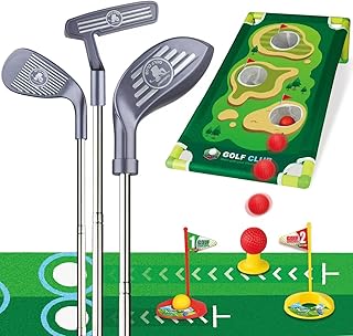 Toddler Golf Clubs Set Adjustable, Upgraded Aluminium Alloy Shaft Kids Golf Toys Indoor & Outdoor Backyard Golf Game Toy Playset Gifts for Aged 2-6 Toddlers Kids Baby (Grey, M)