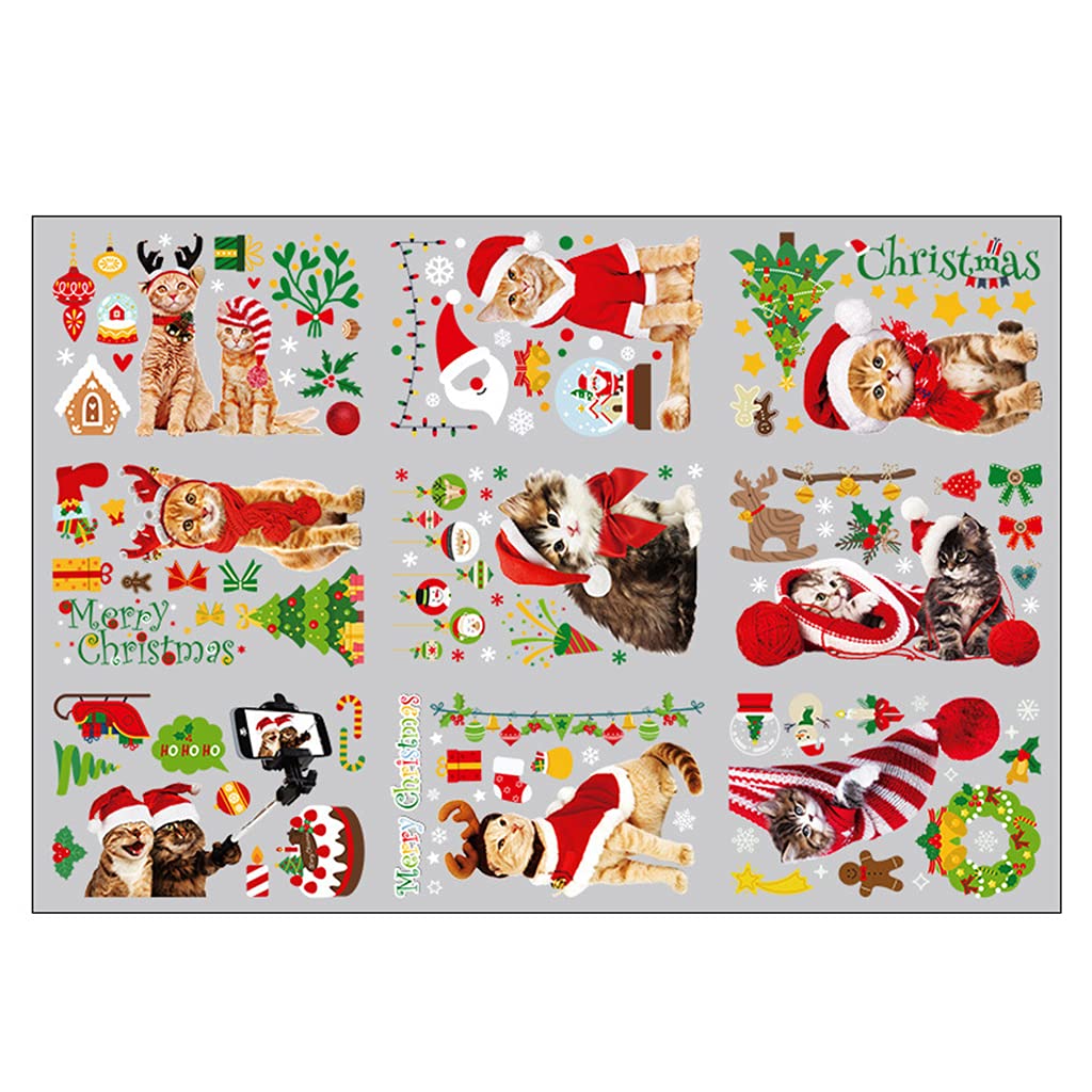 PANGBOER Glasses Stickers Home 9 Sheets Christmas Holidays Decro PVC Materials Holiday Props Snow Scene Decals Christmas Decorations Indoor