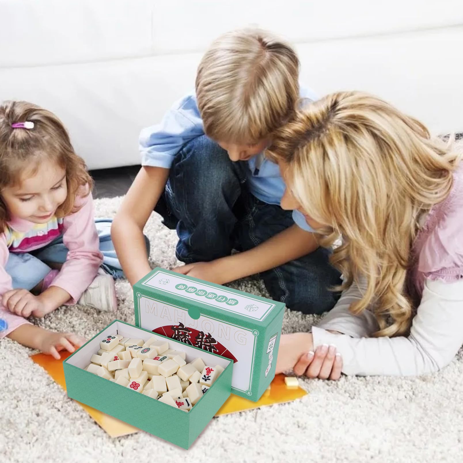 Toyvian Tragbares Miniatur Mahjong Satz 1 Kasten Melamin für Reisen