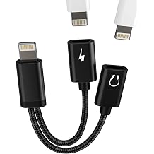 iPhone Adapter Headphone Jack Lightning to Aux Splitter Charger Audio for Apple 14 13 12 11 Pro 2 in 1 Earphone Car iPad Tablet Headset Dual Lighting Dongle Double Wired Charging Charging Music