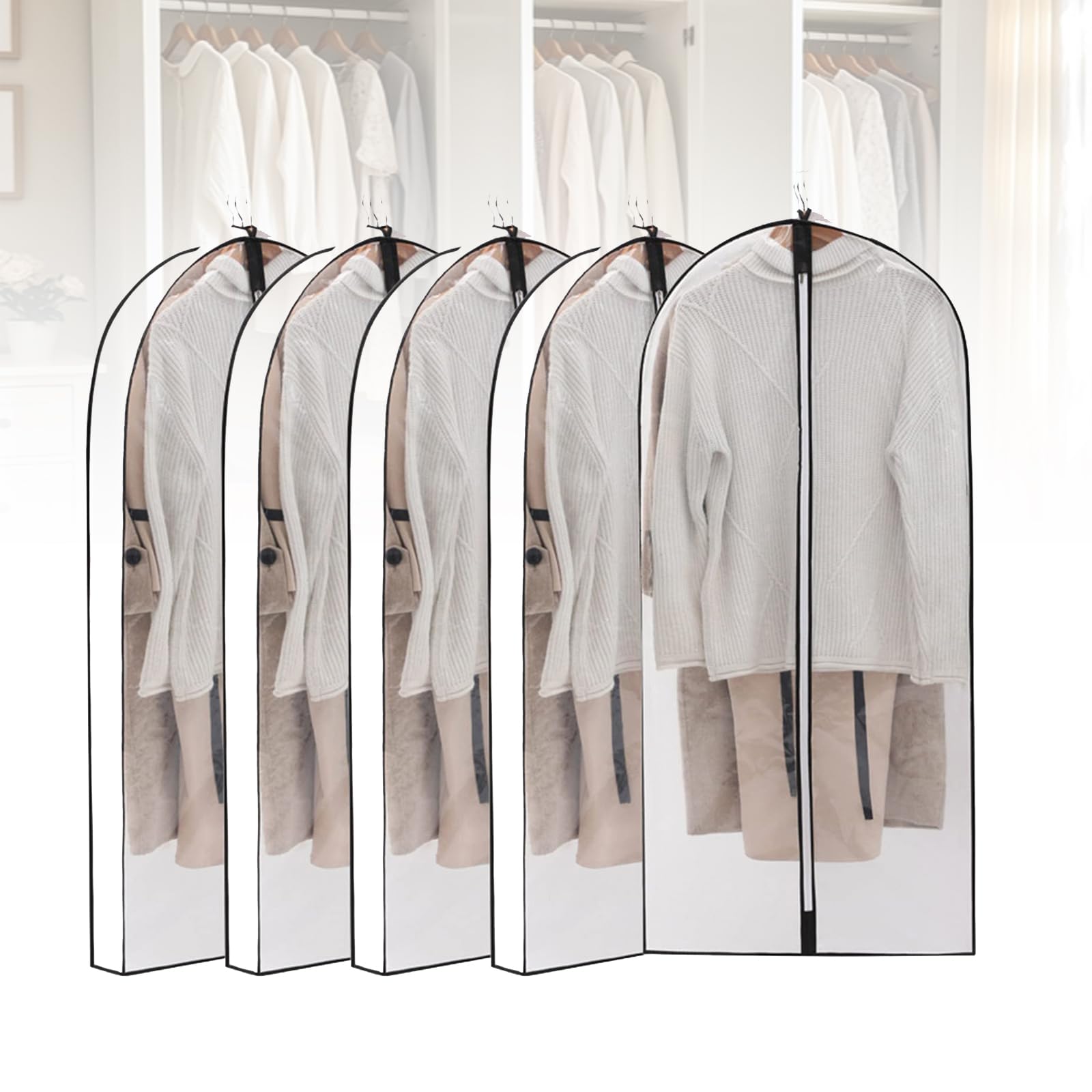 Housses à vêtements anti-plis de qualité supérieure blanche en lot de 5 pièces