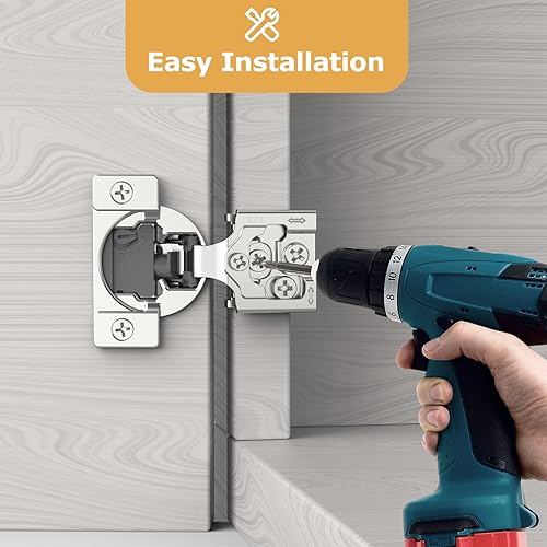 Miniatura 7 de Furniware Paquete de 10 5 pares de bisagras de cierre suave superpuestas de 12 pulgada para bisagras de gabinete de cocina, ajuste de 4 vías,