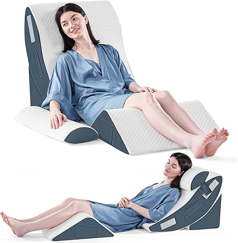 Miniatura 8 de Yojoker Juego de 4 almohadas ortopédicas de cuña para dormir, almohada de espuma poscirugía para aliviar el dolor corporal, espalda y piernas,