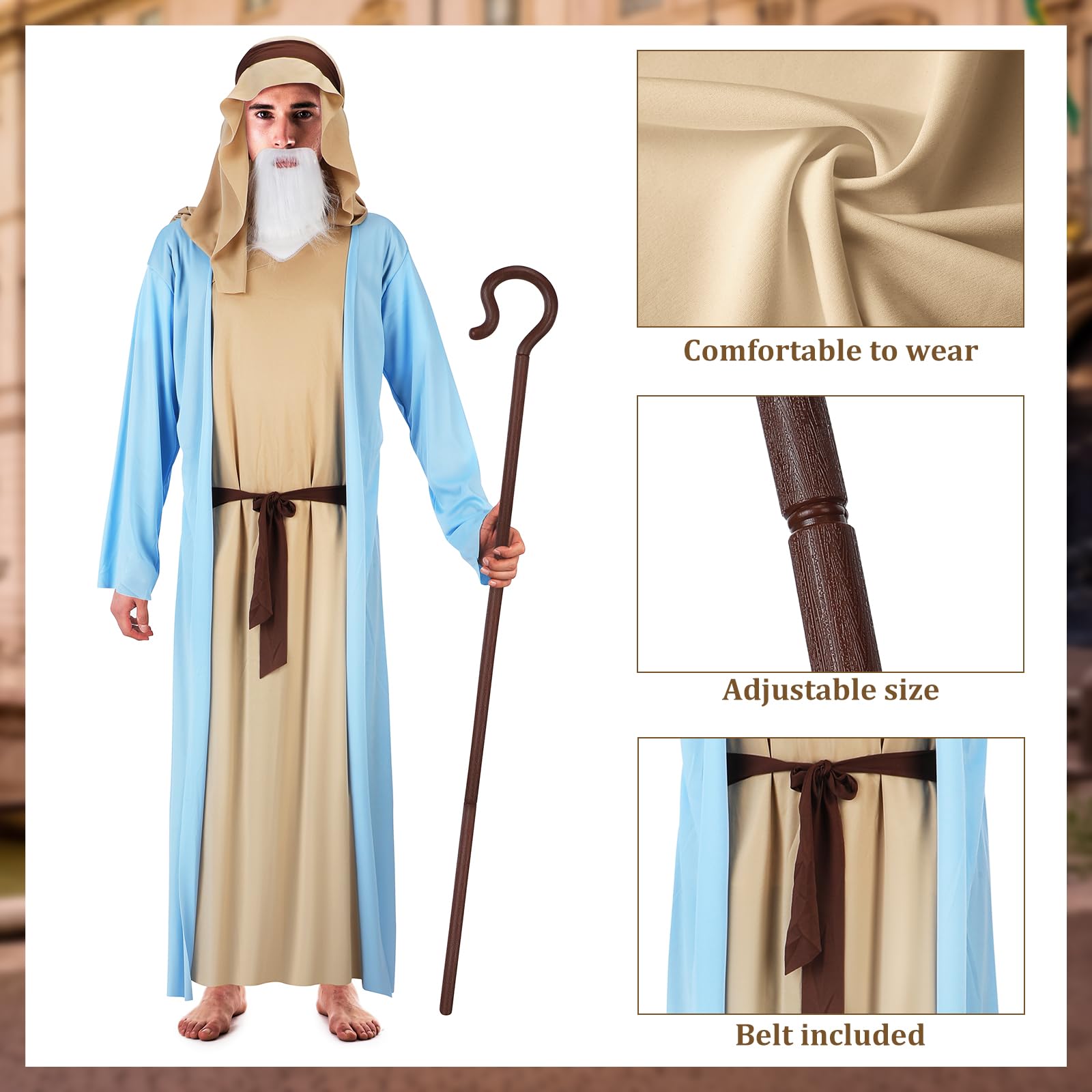 Ramede Jesus Costume Biblical Religious Costume with Jesus Headband
