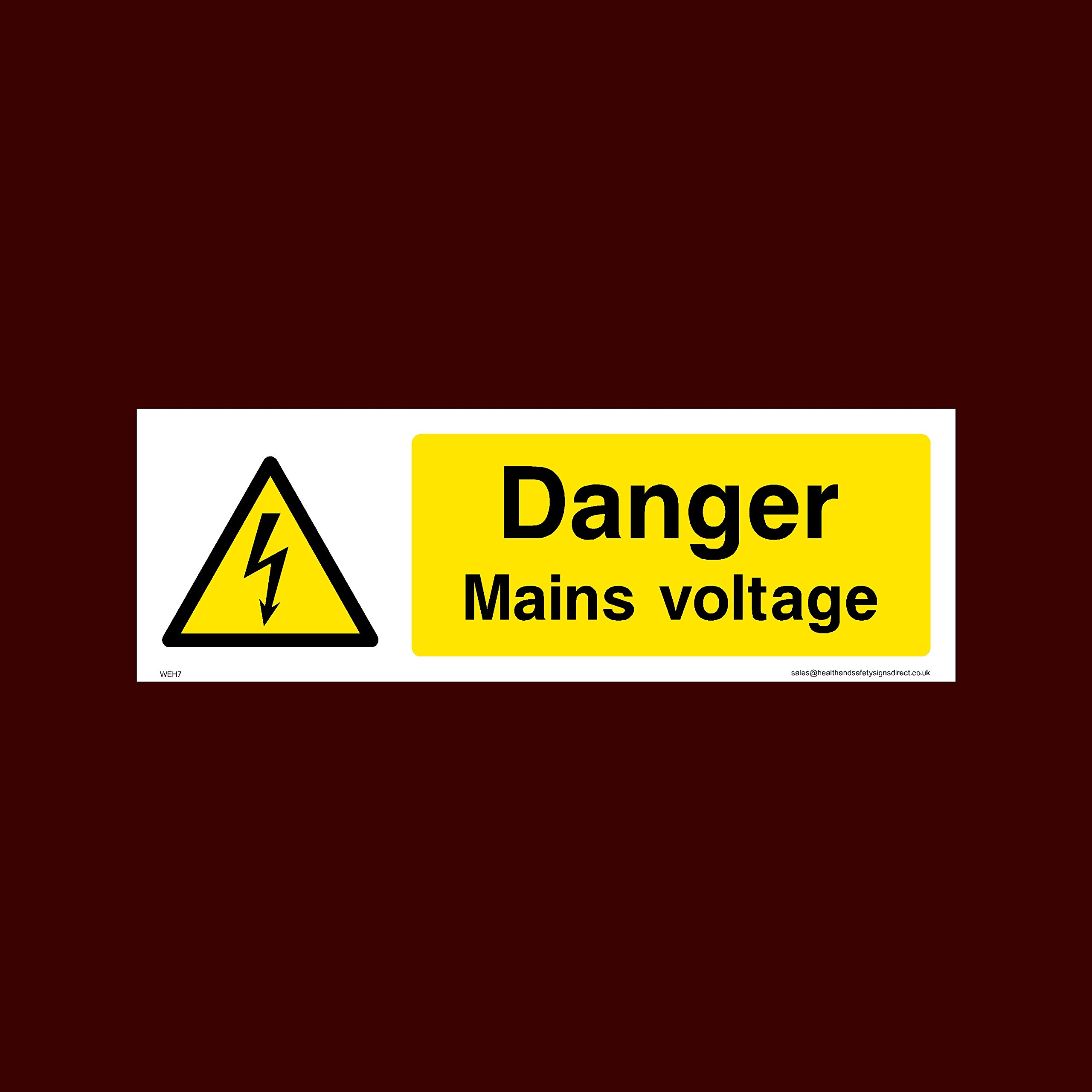 USSP&S Danger Mains Voltage Sticker/Self Adhesive Sign (WEH7) - Electric Hazard, Voltage, Danger of Death, Cables, Wires, Electric Fence