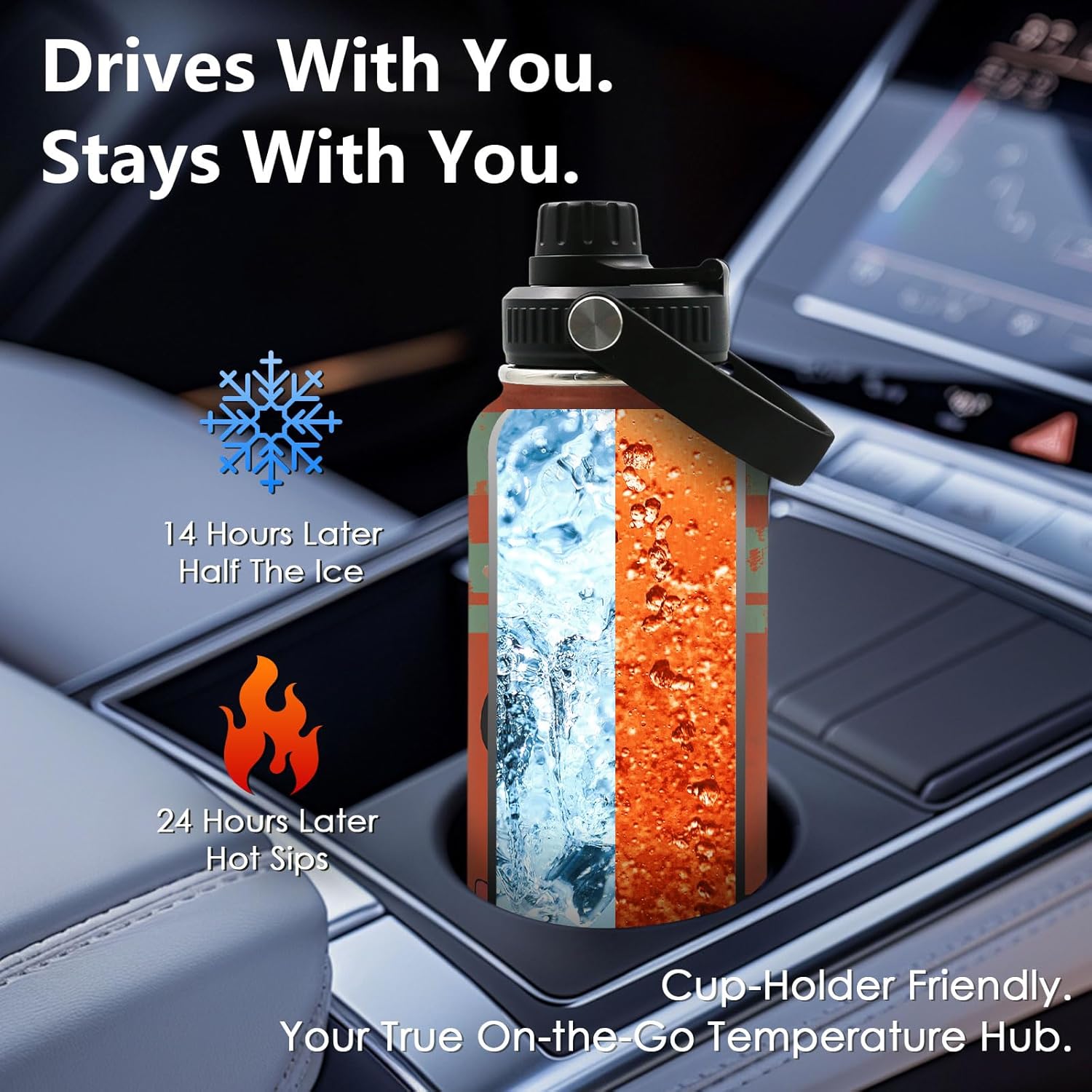 DUUV Cat Gifts for Women, 32 Oz Anime Cat Water Bottle, Cats Lover Gifts for Birthday, Cute Anime Bottles for Mom Sister Friends, Insulated Bottles Leak Proof Cup, 1PCS - Image 4