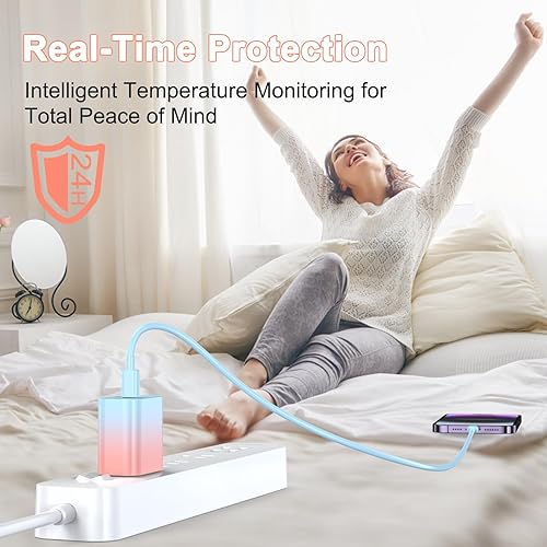 Vista 67 de iGENJUN Cargador USB C de 20 W, certificado MFi para iPhone 15, 14, 13, 12, cargador rápido, compacto PD 3.0, bloque de cargador de pared, lila