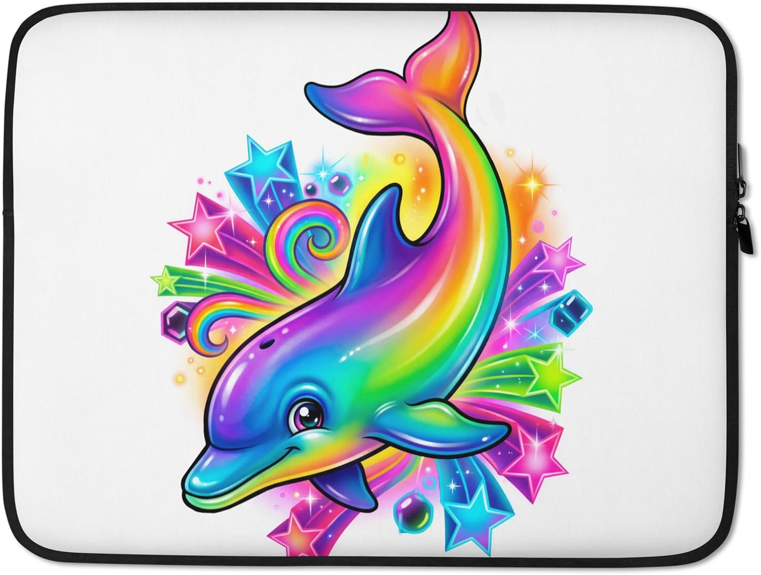 Dolphin Colorful Rainbow Star Scene Vibrant Graphic Graphic Laptop Sleeve