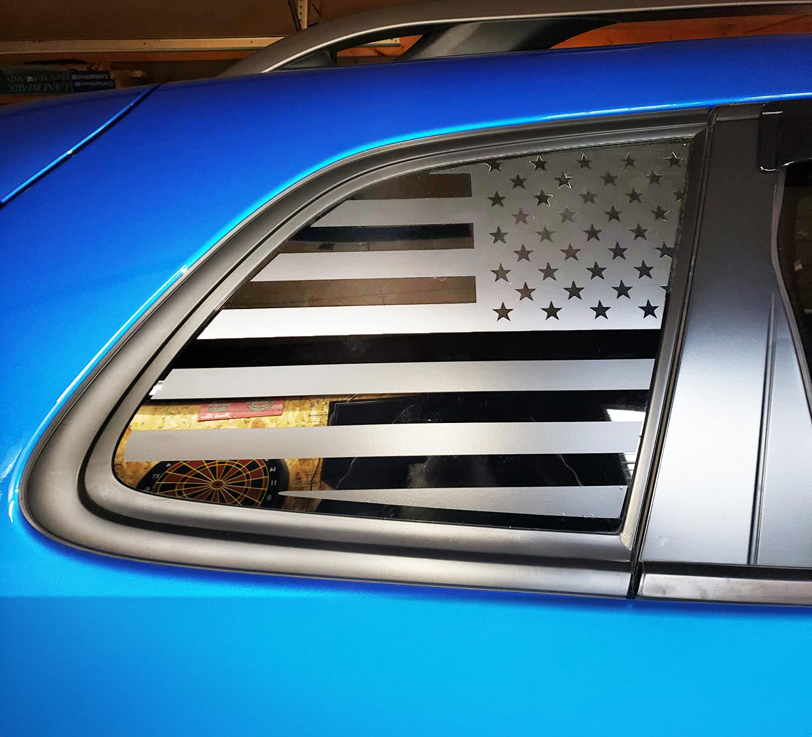 for Je@p Cherokee 2014-2023 Rear Side Window American Flag Decal Sticker Matte Black 2pcs, NOT for Je@p Grand Cherokee