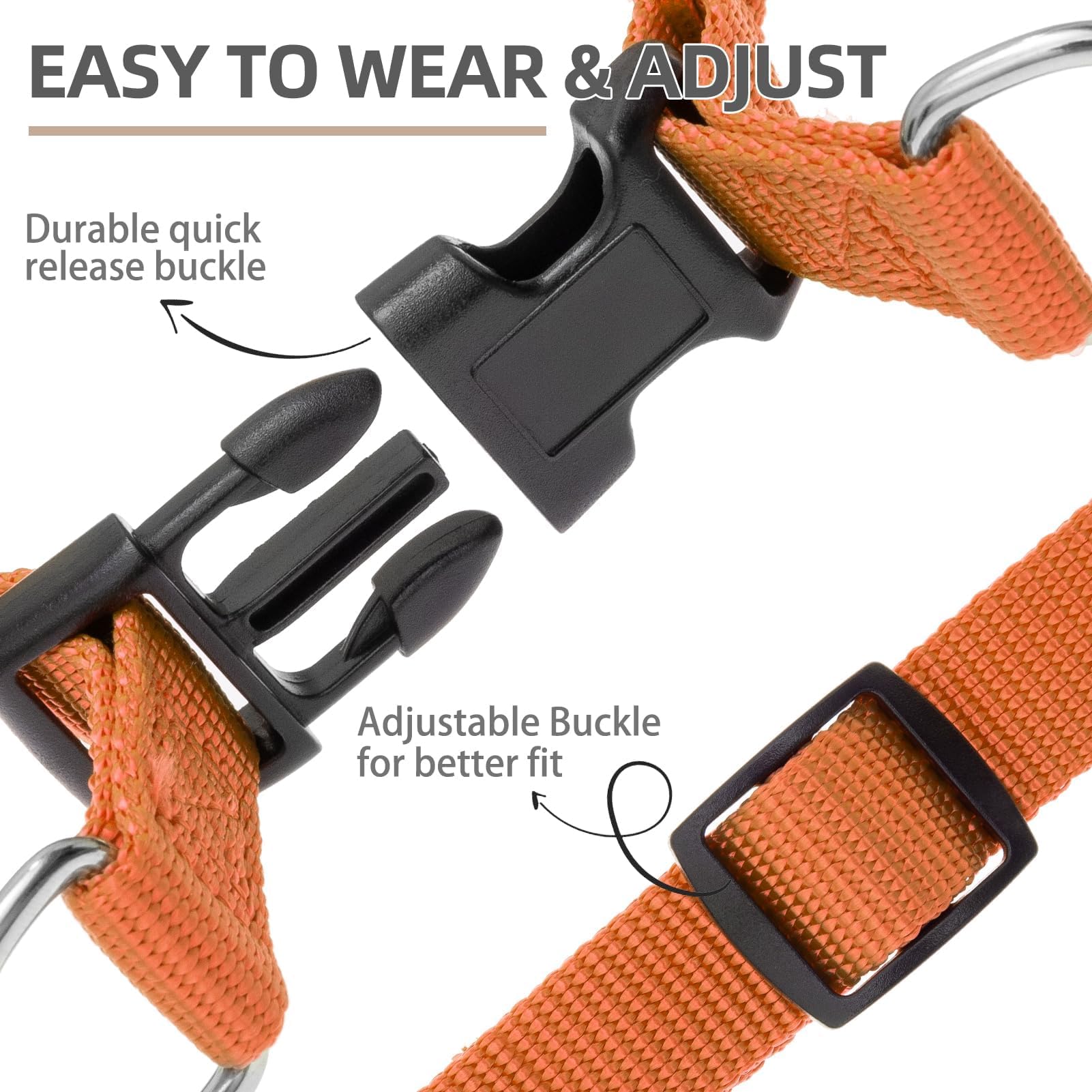 PUPTECK Step-in Dog Harness Medium Dog, Anti Pull Adjustable Dog Halter Easy Control for Walking, Orange, XS - Image 4