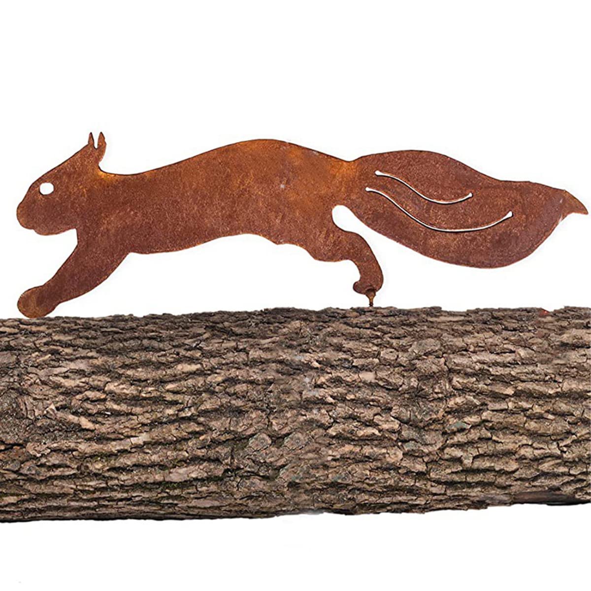 Sdygdb Copper Rusty Running Squirrel Decor Metal Squirrel Silhouette Creative Running Squirrel Statue Ornament Iron Art Tree Decor With Rusty Patina For Garden Sculpture Patio Yard