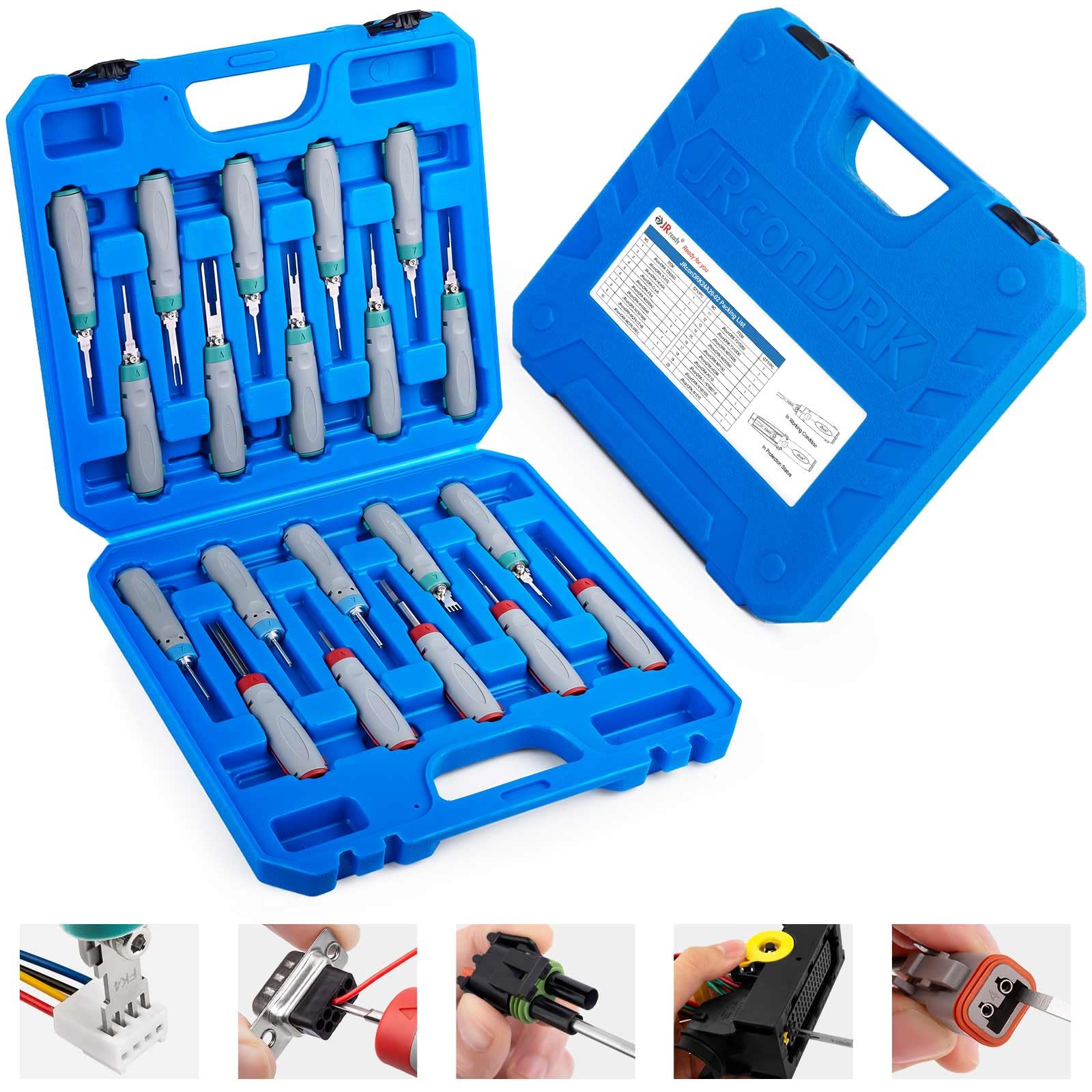 JRready JRconDRK24A20-02 Extracteurs de Broches, Auto Terminals Enlèvement Outil Kit Extracteur de Cosses Connecteur pour le transport ferroviaire, pour les connecteurs Han D/WAIN/Harting/Weather-Pack