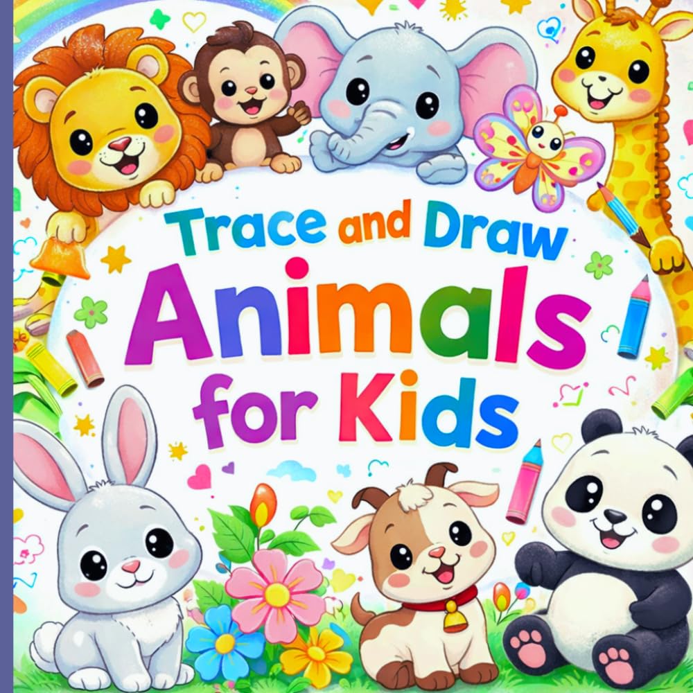 Trace and Draw Animals for Kids: 100 Cute Animals to Trace and Draw | Step-by-Step Drawing Practice with Color Guides for Kids Ages 3–8