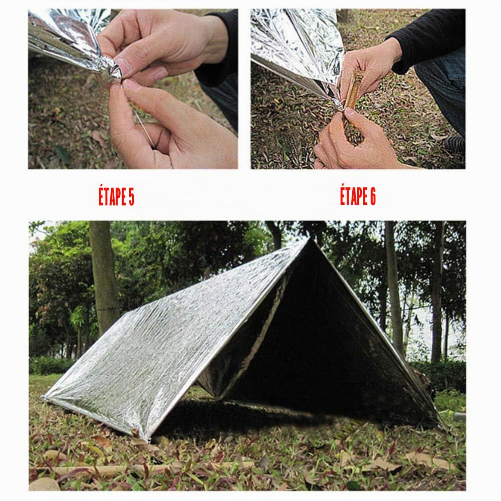 Lot de 10 couvertures de survie en aluminium réfléchissant pour adultes - Couverture de premiers secours pour l'extérieur, la randonnée (140 x 210 cm)