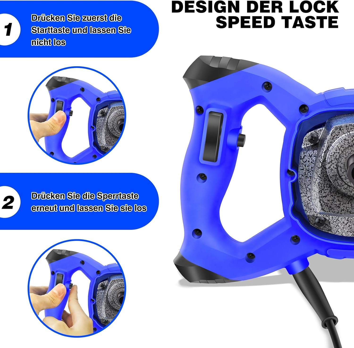 Mezclador de cemento de 3000 W, agitador eléctrico para mortero y pintura, 6 velocidades continuas, ideal para mezclar piensos, yeso, pintura, cemento, mortero y más