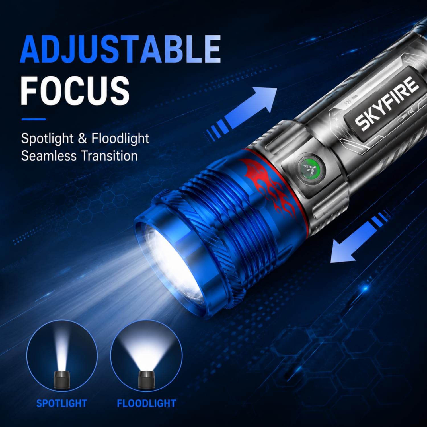 6000 lumen rechargeable flashlight SKYFIRE 6000 Lumens Rechargeable Flashlight with Ignition Lens, Up to 96H  Runtime, Zoomable Tactical Flashlight, IPX6 Waterproof High Brightness  Flashlight for Camping, Emergency, Outdoor Surviva