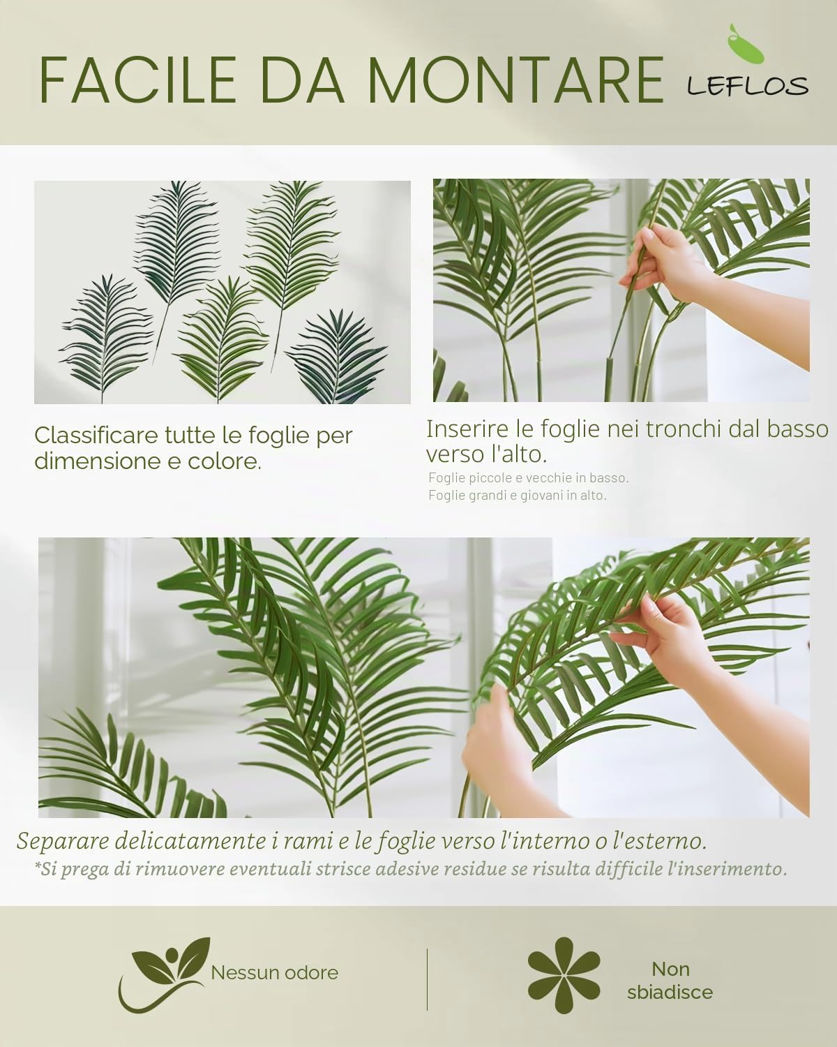 165 cm artificiale Palma di Dypsis Lutescens, solo pianta per interni, 15 tronchi staccabili, decorazioni per ufficio, negozio, appartamento e feste, 1 pezzo