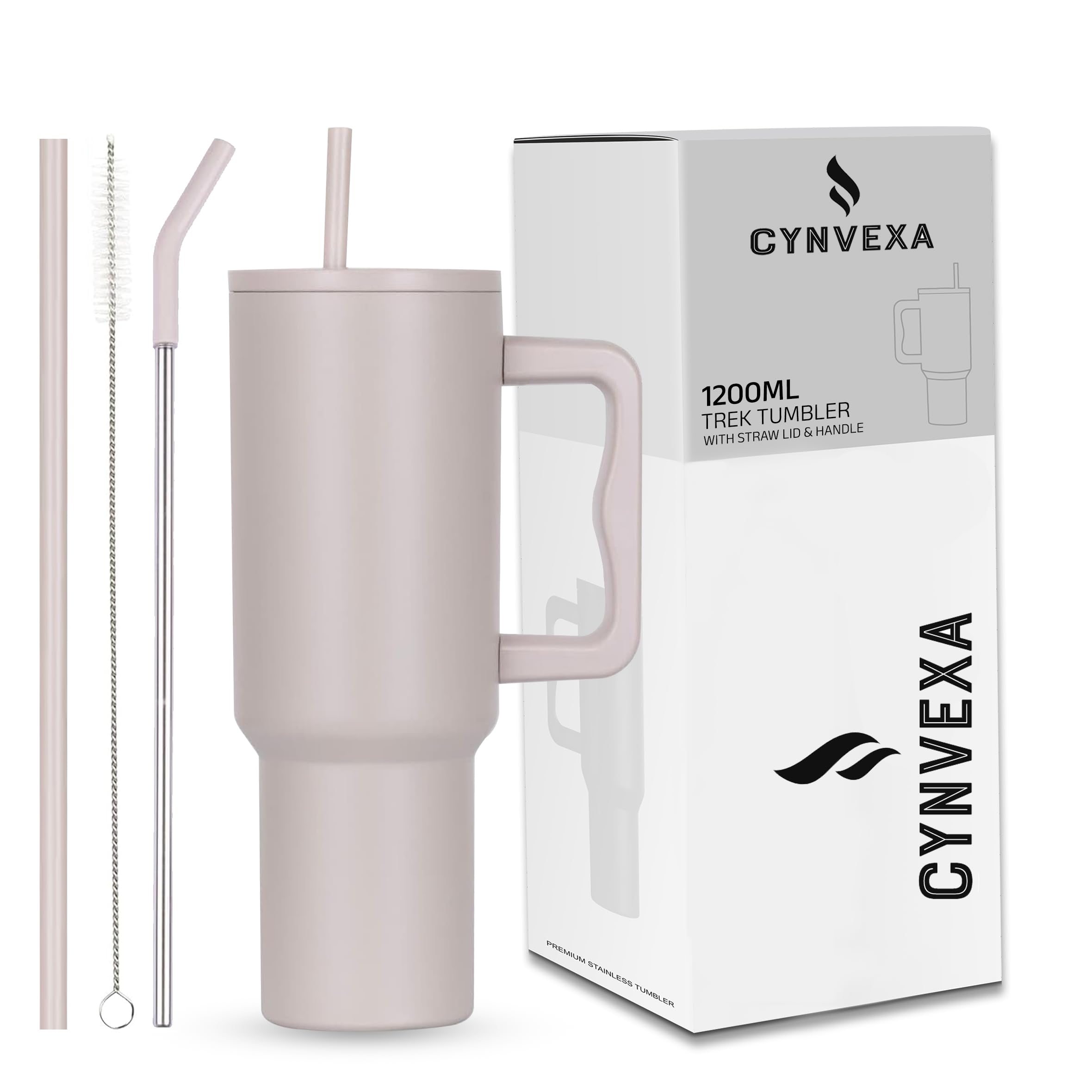 Tumbler with lid and Straw 1200ML Cup Stainless Steel Vacuum Insulated Tumbler for Water, Iced Tea or Coffee 1.2L Office Gym Travelling (40-Oz-Rose)