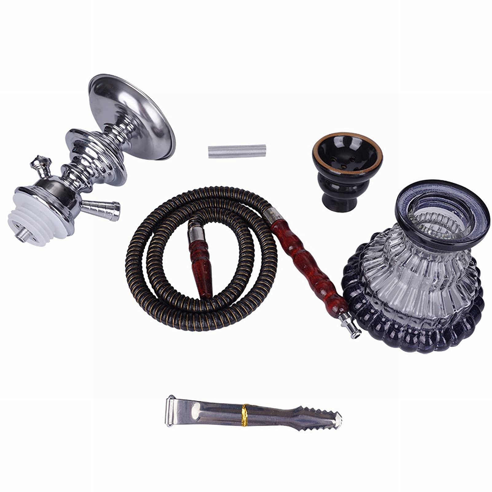 Juego De Shisha, Narguile De Cristal Moderno De Lujo Con Manguera De Narguile De Silicona Lavable, Pinzas De Carbón Con Estilo, Accesorios Para Narguile, Etc.