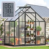 WUKHG 6x4FT Mini Greenhouse with Thermometer - Sturdy Aluminum Frame, UV-Protected PC Panels for Outdoor Plants & Veggies