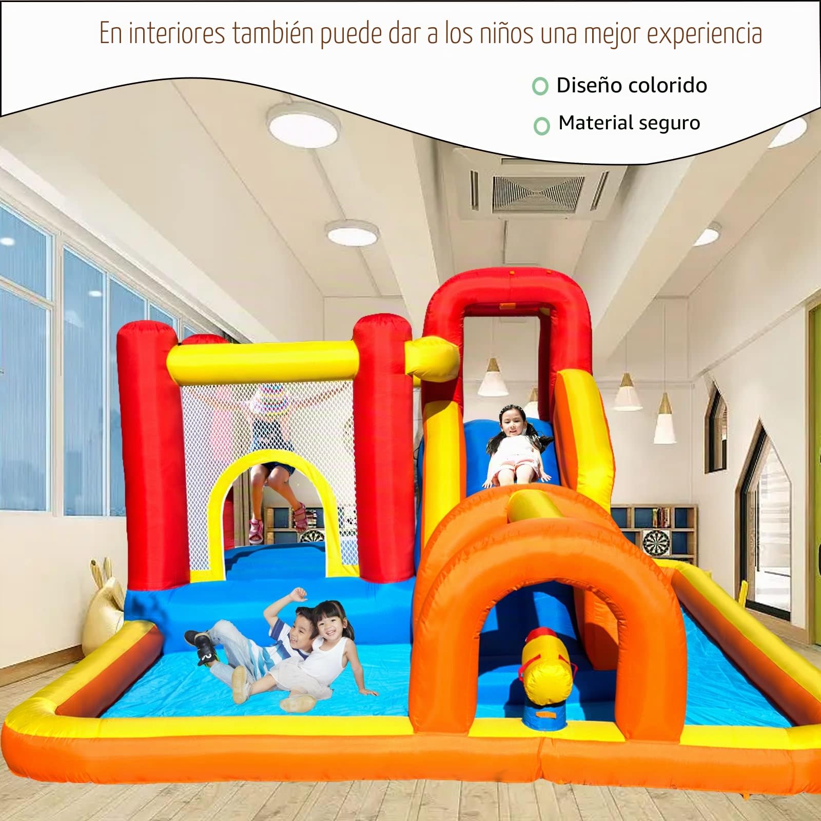 Baralir Castillo Hinchable con Ventilador, tobogán seco y de Agua, Puede albergar 3~5 niños al Mismo Tiempo. Castillo para niños para Uso Interior o Exterior 400 × 320 × 200 cm