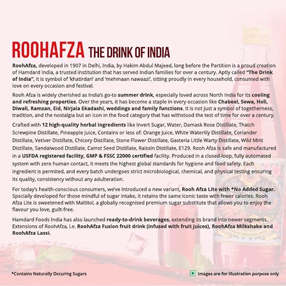 Hamdard Dawakhana Roohafza Sharbat, 750ml