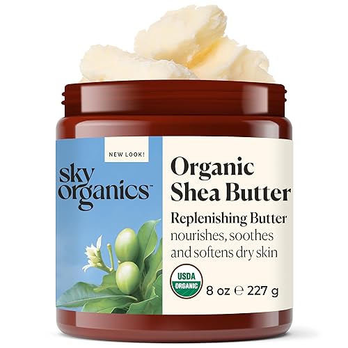 Sky Organics Mantequilla de karité orgánica para cuerpo y cara certificada por USDA 100 cruda y sin refinar para suavizar suavizar y aumentar el