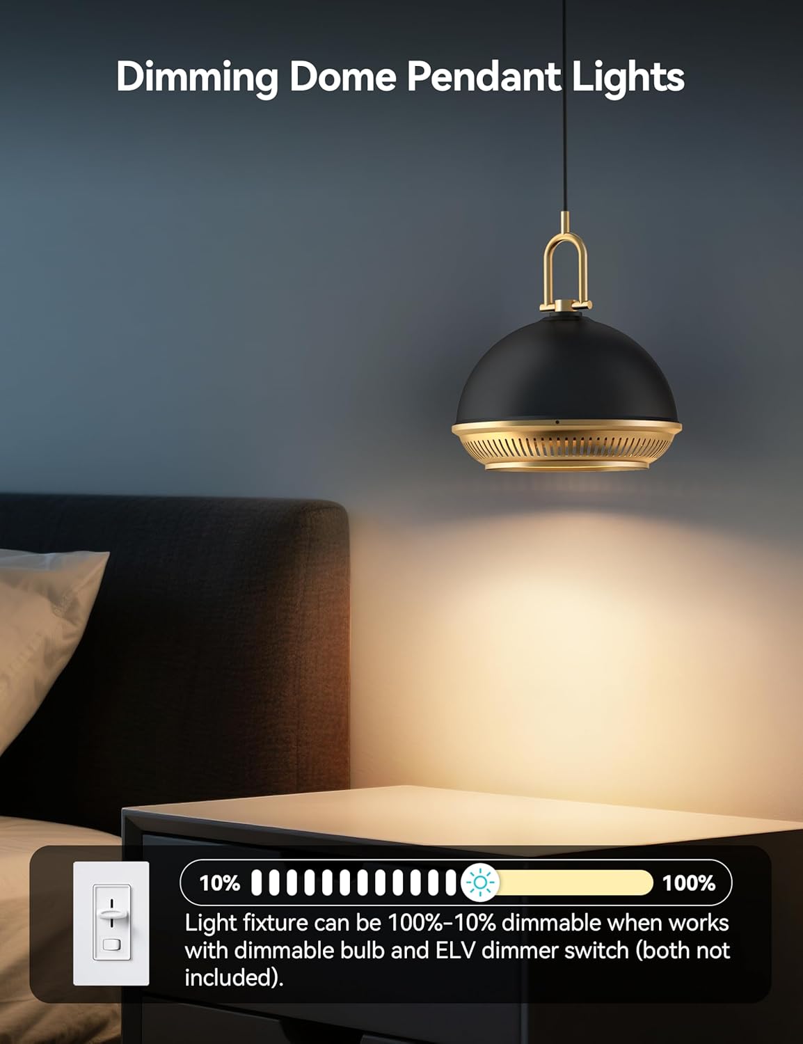 Tubicen Dome Pendant Light Black and Gold Dimmable Ceiling Hanging Light Fixture Hollow Shade 9.8 inch Farmhouse Industrial Vintage Pendant Lights for Kitchen Island Sink Dining Room E26 Base