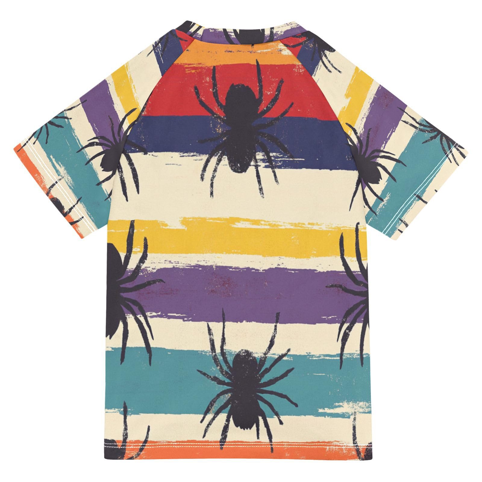 Jucciaco Boys Swimsuit Spider Colorful Graffiti Sunscreen Kids Sun Rashguard Short Sleeve T-Shirts Swimwear Sets UPF 50+