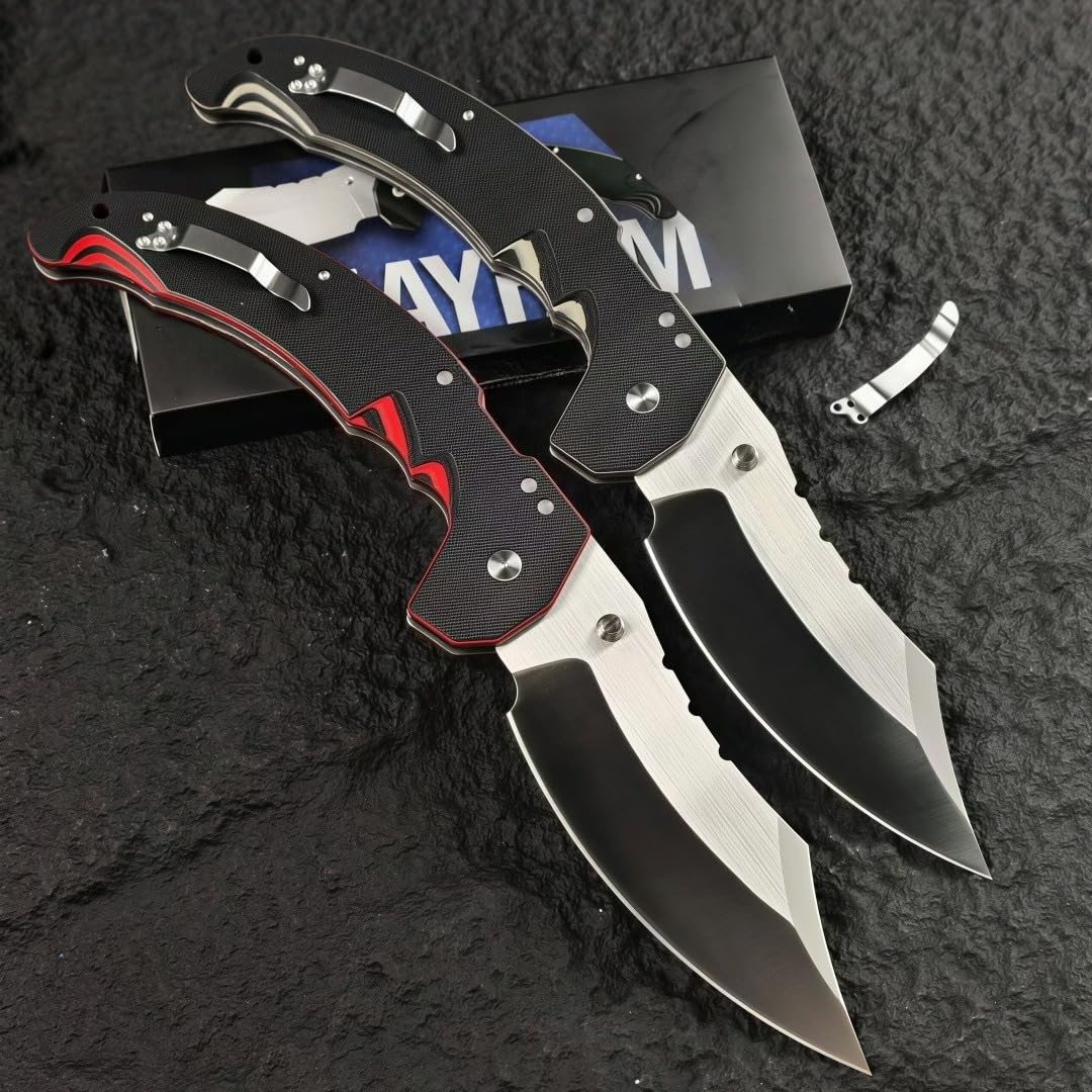 Klappmesser Taschenmesser Edelstahl G10 Griff Premium Design，Schwarz